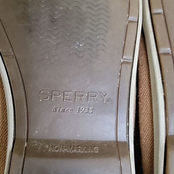 SPERRY TOP-SIDER TAN WITH PINK STRIPES LEATHER BOAT SHOES, SIZE 7.5 - Picture 10 of 10